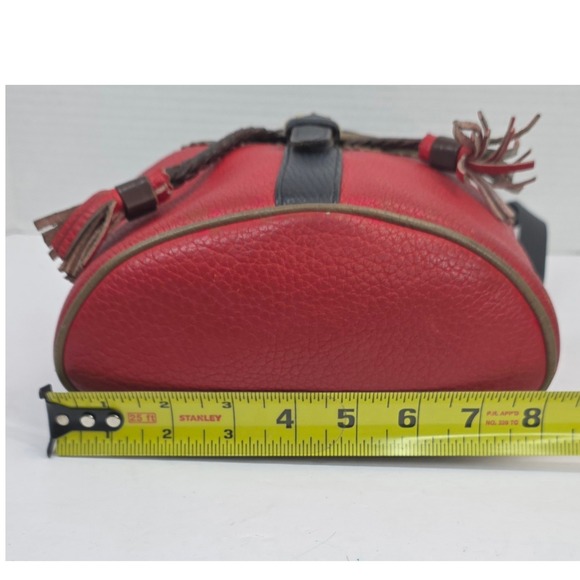 Dooney & Bourke Vintage Teton AWL Red Navy Leather Backpack Drawstring Bag - Picture 6 of 10